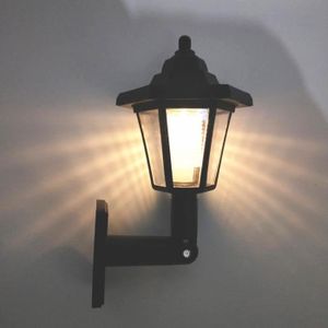 LAMPE DE JARDIN  Lampadaire extérieur,Applique murale LED solaire rétro avec capteur hexagonal, luminaire décoratif d'extérieur - blanc chaud-1pcs