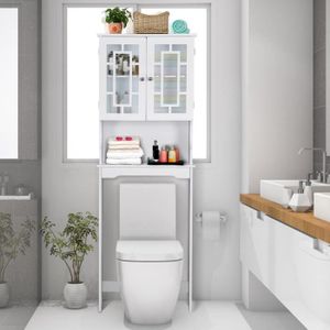WISS Meuble de Toilette WC Armoire avec Etagère Meuble de Rangement pour  Salle de Bain 87 x 18 x 98 cm Blanche - Cdiscount Maison