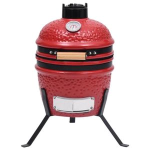 BARBECUE OLL Barbecue à fumoir Kamado 2-en-1 Céramique 56 cm Rouge 106976