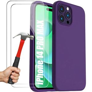 Guess – Coque Rigide Silicone Pour IPhone 14 Pro Max – Violet – Collection Vintage Gold Logo