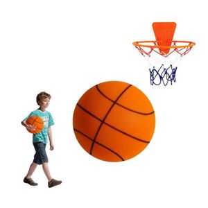 BALLON DE BASKET-BALL Basket Ball en Mousse 24 cm,Silent Basketball,Basket Silencieux avec Panier,Ballon Mousse D'entraînement en Salle en Mousse,Orange