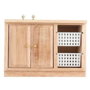 MAISON POUPÉE Qqmora Mini meuble lavabo de salle de bain Qqmora 1:12 Mini lavabo en bois pour maison de jeux table Couleur du bois naturel