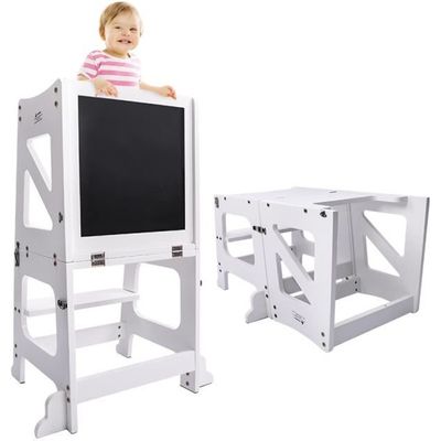 Tour d'observation Montessori pliable et ajustable en bois brut