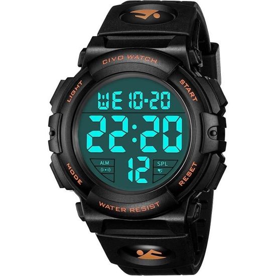 Montre Digitale Militaire Homme Sanda - Chronomètre, étanche, Bracelet Silicone Noir