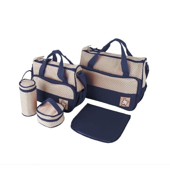 Kit 5 Sacs à Langer Just4baby - Laminés, Étanches, Isothermes - Sac Principal, Petit Sac, Porte-Bouteille, Tapis
