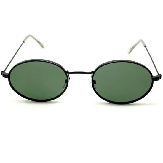 Lunettes Soleil Homme Femme Ovale Fine Rond M tal Noir Vert