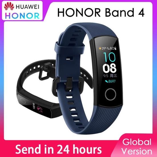 Bracelet connecté Honor Band 4, écran tactile OLED de 0.95 pouces, Bluetooth, moniteur d'activité ph Global band 4 Black -WGHY6700