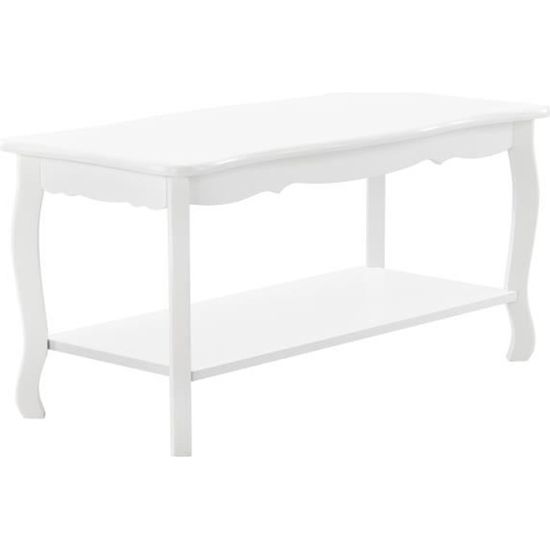 [en.casa] Table Basse Table de Salon en Style Shabby Chic MDF Sapin Laqué Blanc 87,5cm x 40cm x 42cm