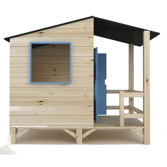Alice's Garden Maisonnette sur pilotis avec toboggan et bac à sable en bois  de 4 m². Bleuet - cabane sur pilotis en pin autoclave. terrasse. cabane à 2  étages pas cher 