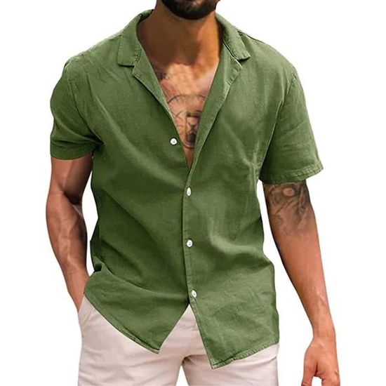 ZDSUHYIW Chemise d'été à manches courtes pour homme - Coupe droite