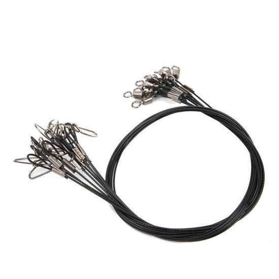 20 Bas De Ligne En Acier Avec Émerillon - 70cm / 30kg - Pour Pêche Au Leurre Ou Carnassier