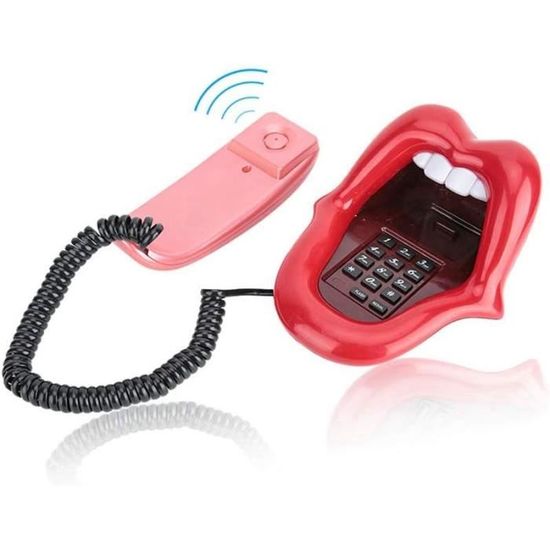 MAD Téléphone fixe de bureau en forme de lèvres roses de style européen