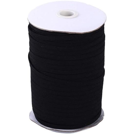 Bande élastique Plate 20mm - 10m Noir - Pour Couture Vêtements - Polyester Souple