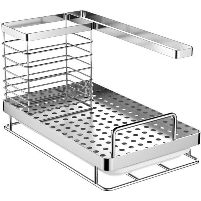 Oriware Rangement Evier Cuisine Support Brosse Éponge Organiseur pour à Poser Acier Inoxydable - 25 x 15 x 15 cm