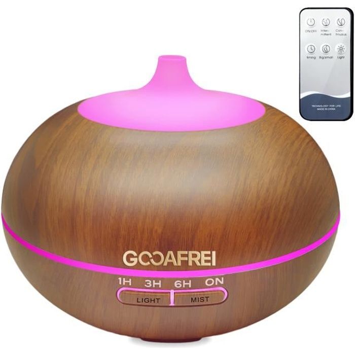 Diffuseur d'Huiles Essentielles 400ML,Humidificateur d'air Diffuseur Arôme Ultrasonique 7 Couleur LED pour Maison, Bureau,SPA