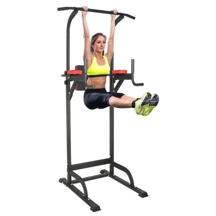 Fitness Barre de traction ajustable 195-215 cm acier + rembourrage PVC - Chaise romaine