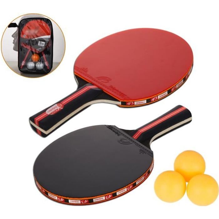 Raquette De Ping Pong, Set De Tennis De Table, 2 Raquette Ping Pong De Peuplier+3 Balle+1 Sac