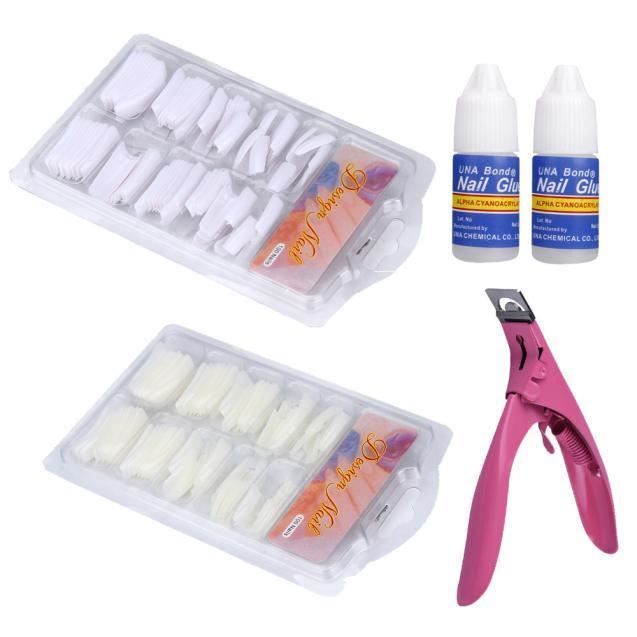 VERNIS A ONGLES 100 Pcs Blanc Naturel Faux Acrylique Français Conseils 6ML OXX60504604_Ion