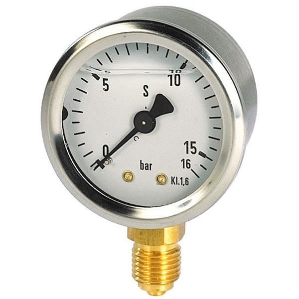 Manometre inox bain glycérine O63 mâle 8-13 radial 16 bars