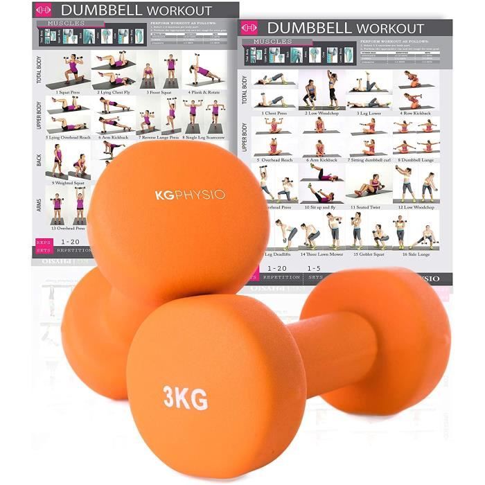 BARRE - HALTERE - POIDS KG Physio Haltères en néoprène pour Homme et Femme (Vendu par Paire) Gratuit extr9