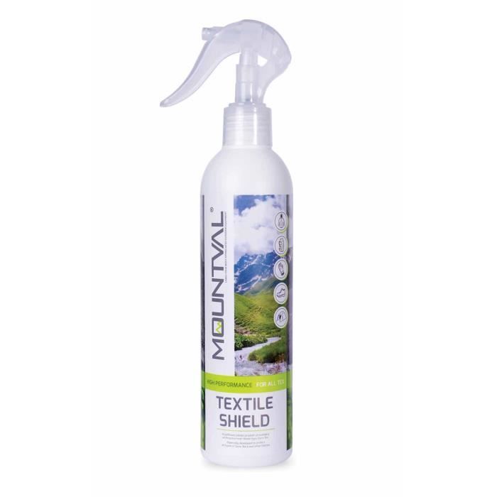 Mountval Bouclier Textile, Spray Imperméabilisant pour Vêtements de Pluie, Compatible avec le Gore-Tex, sans solvants