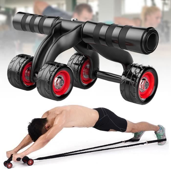 Appareils de Fitness 3 en 1 Roue Abdominale + bande de traction + genouillère Kit Complet pour Fitness Exercices Musculation