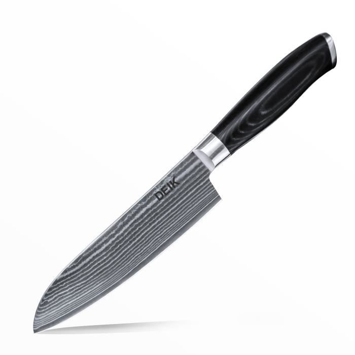 Deik Couteau de Chef Professional VG10 Damas Couteaux de Cuisine Japonais en Acier 16cm poignée Ergonomique