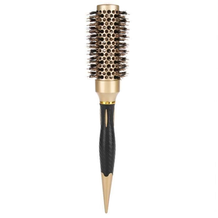 Peigne Anion portable anti-statique peigne à cheveux rond brosse de coiffure de salon or et noir (32 mm) LBQ43