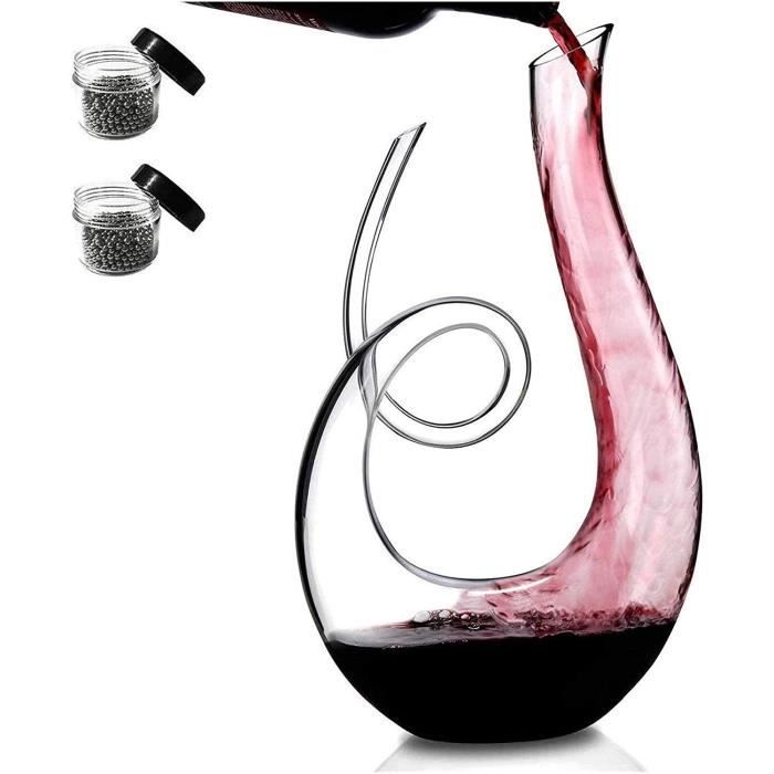 WHZG Deacutecanteur de vin en cristal souffleacute, carbonisateur de vin rouge sans plomb avec perles de nettoyage Ensemble, super