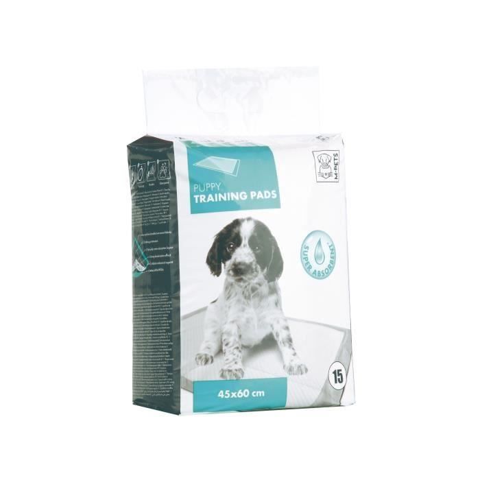 M PETS Tapis éducateur PUPPY TRAINING PADS - Pour chiot - 15pcs - Blanc (Lot de 3)