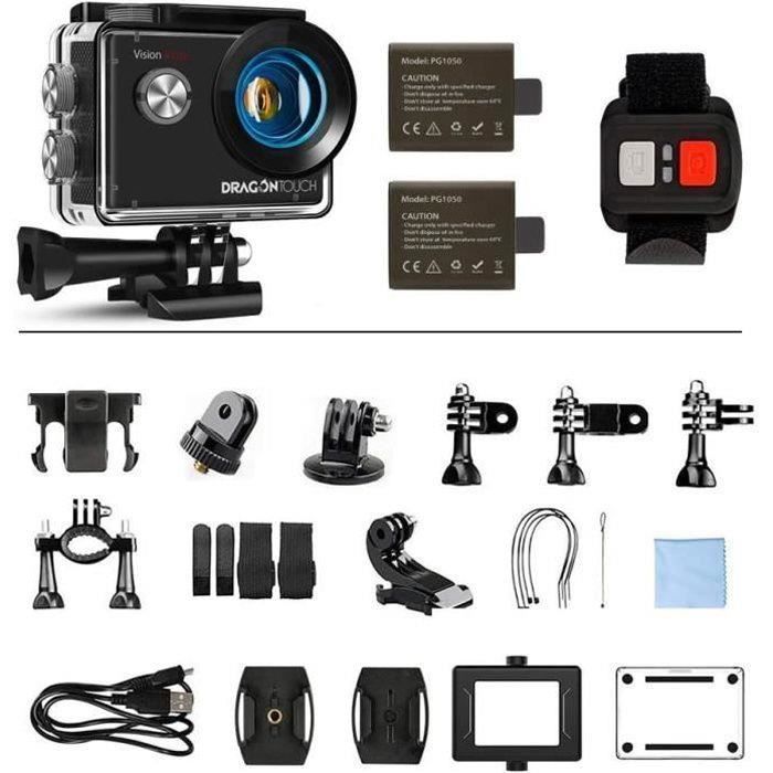 Dragon Touch Vista 5 Caméra Sport Étanche 131fts 4K Ultra HD 12 MP Action Caméra WiFi & Écran Tactile Kit d’Accessoires et 9 Modes