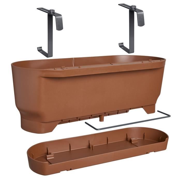 ELHO - Pot de fleurs - Greenville Easy Balcony 52 - Marron Glacé - Balcon - L 21.2 x W 52 x H 19.4 cm