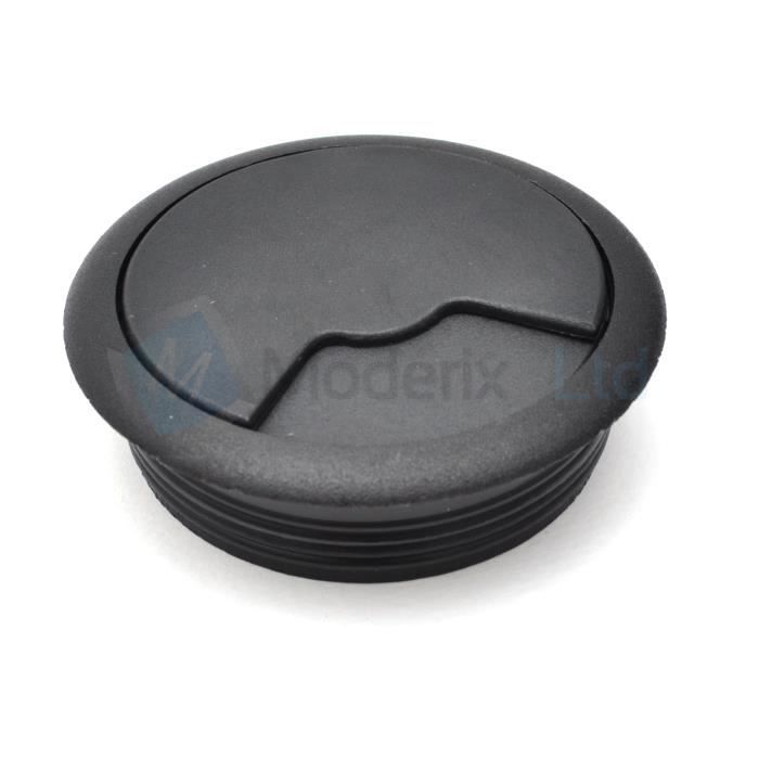 Passe cable passe fil plastique en noir design diamètre 80mm