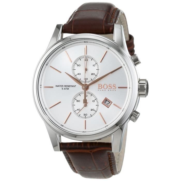 Hugo Boss - 1513280 - Jet - Montre Homme - Quartz Analogique - Cadran Blanc - Bracelet