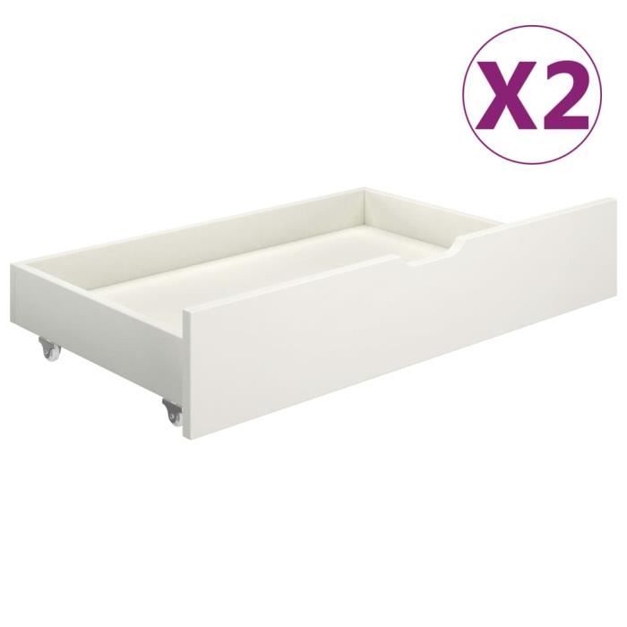 PAI® Tiroirs de lit 2 pcs Blanc Bois de pin massif 110054
