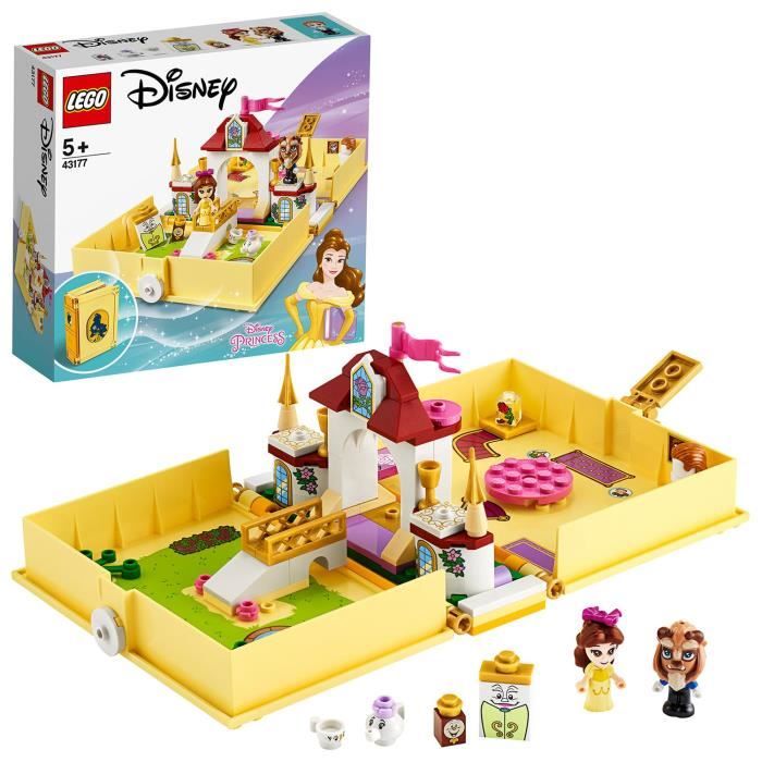 LEGO® Disney Princess 43177 Les aventures de Belle dans un livre de contes, Jeu de Voyage, Cadeau pour Enfant de 5 ans et +