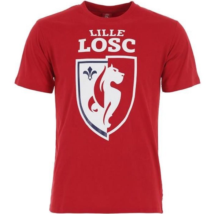 Tee-Shirt Logo Lille - Licence Officielle LOSC - Rouge.