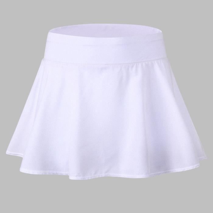 Jupe de Sport Femme Yoga Fitness Taille Haute Couleur Unie Avec Doublure