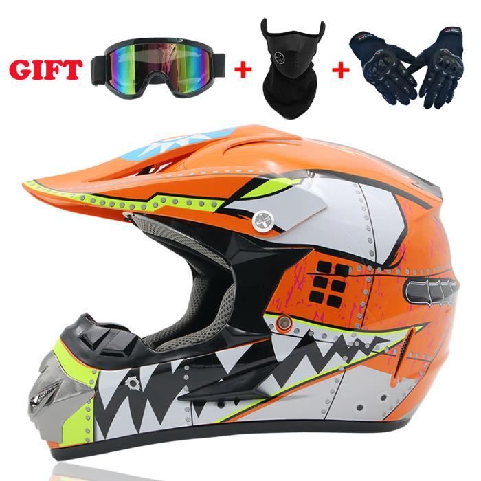 Casque de moto, casque tout-terrain, casque tout-terrain homme quatre saisons, petit casque (avec lunettes et gants)