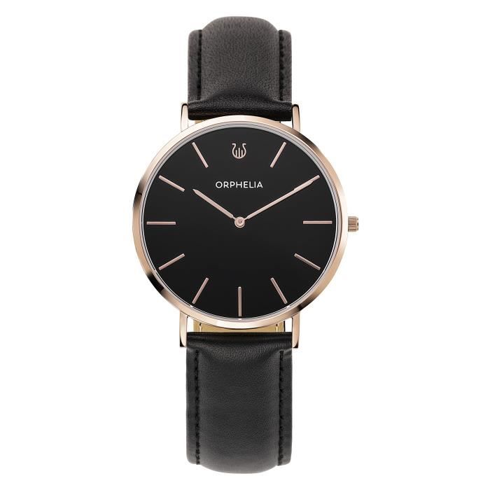 ORPHELIA - Montre Hommes - Quartz - Analogique - Bracelet en Cuir - Noir - OR61909