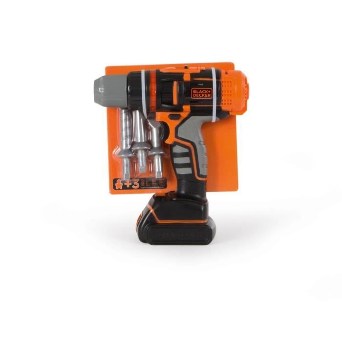 SMOBY Black et Decker Perceuse électrique + 3 embouts
