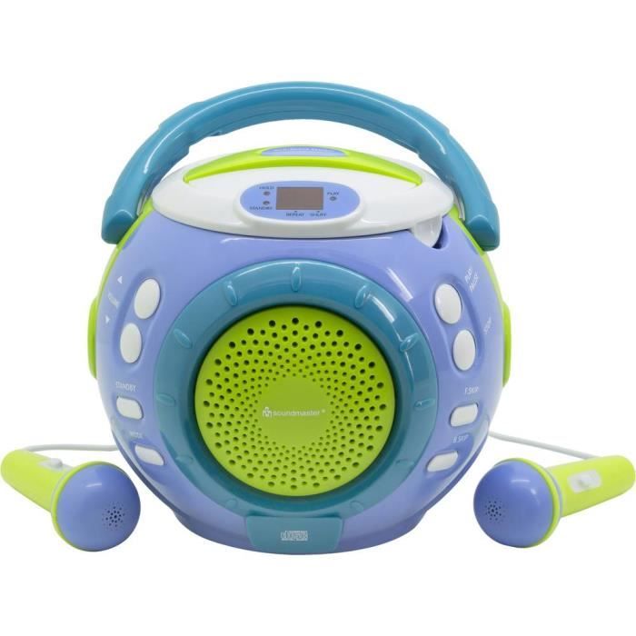 Lecteur CD pour enfants SoundMaster KCD1600BL CD avec fonction karaoké bleu