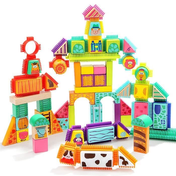 Jeu de Construction Dessin animé Ferme Animaux Blocs de Construction éducatif Créatif Empilage Jouet pour Enfant Assemblage Cadeau