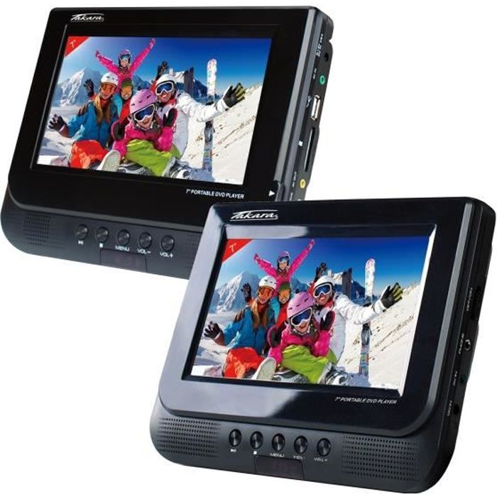 TAKARA VRT177 Lecteur DVD Portable - Double Écran - Port USB - Noir