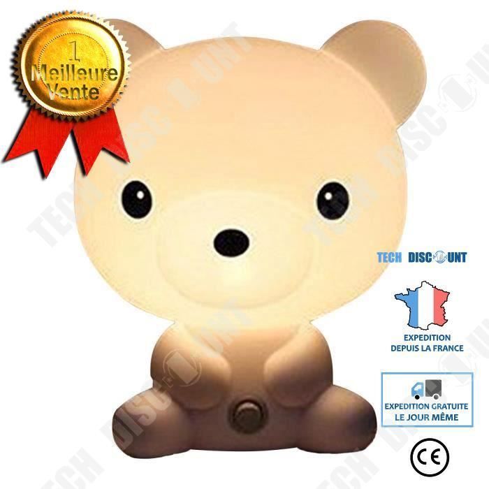 TD® Veilleuse Lampe de Nuit Chevet Table Lumière Douce Blanc Chaud Déco Cadeau Style Ours pour Chambre Enfant Bébé