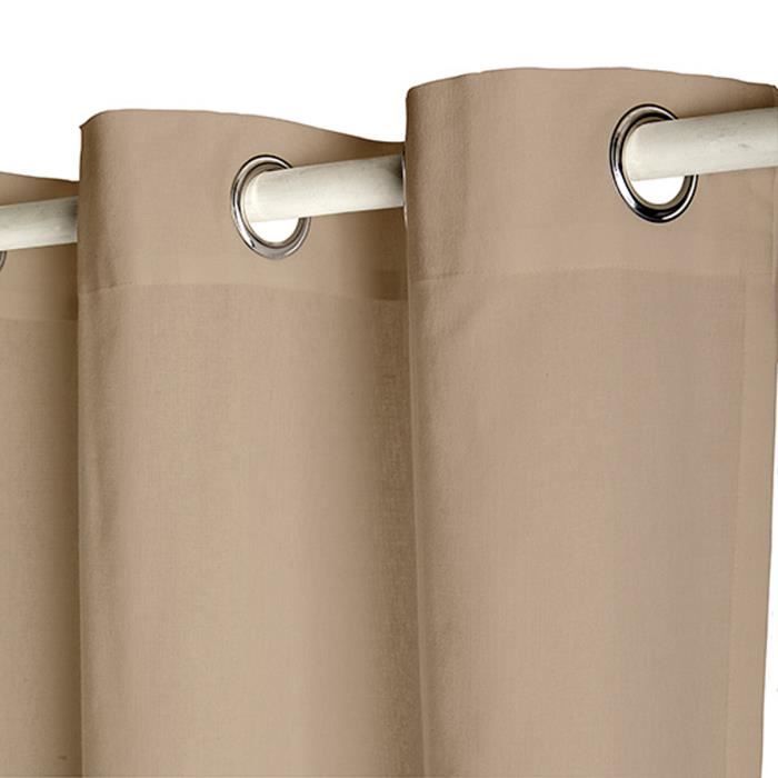 Rideau oeillets coton uni 140x250 BIEN-ETRE Mastic
