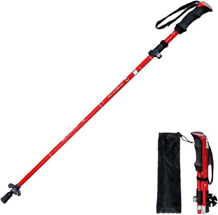 Bâtons De Marche Pliables Randonnée - Alliage Aluminium, Longueur Réglable 115-135cm, Poids Léger - 10