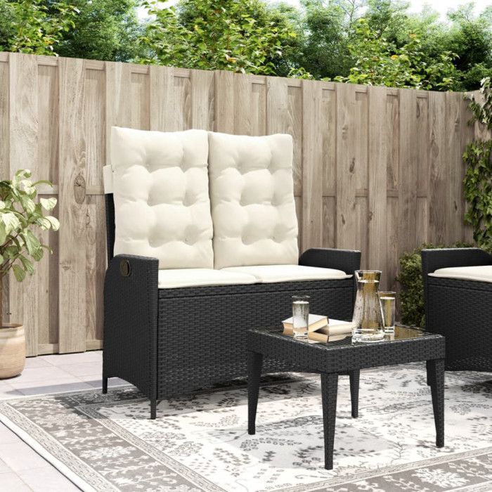 Banc inclinable - vidaXL - 368235 - Résine tressée - Coussins amovibles - 2 personnes