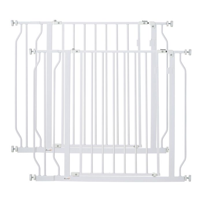 Meilleurs prix pour Lot de 2 barrières de sécurité pour animal PawHut longueur réglable escaliers couloirs portes sans perçage en acier ABS blanc