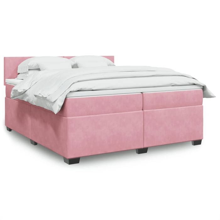 vidaXL Sommier à lattes de lit avec matelas Rose 200x200 cm Velours 3286401